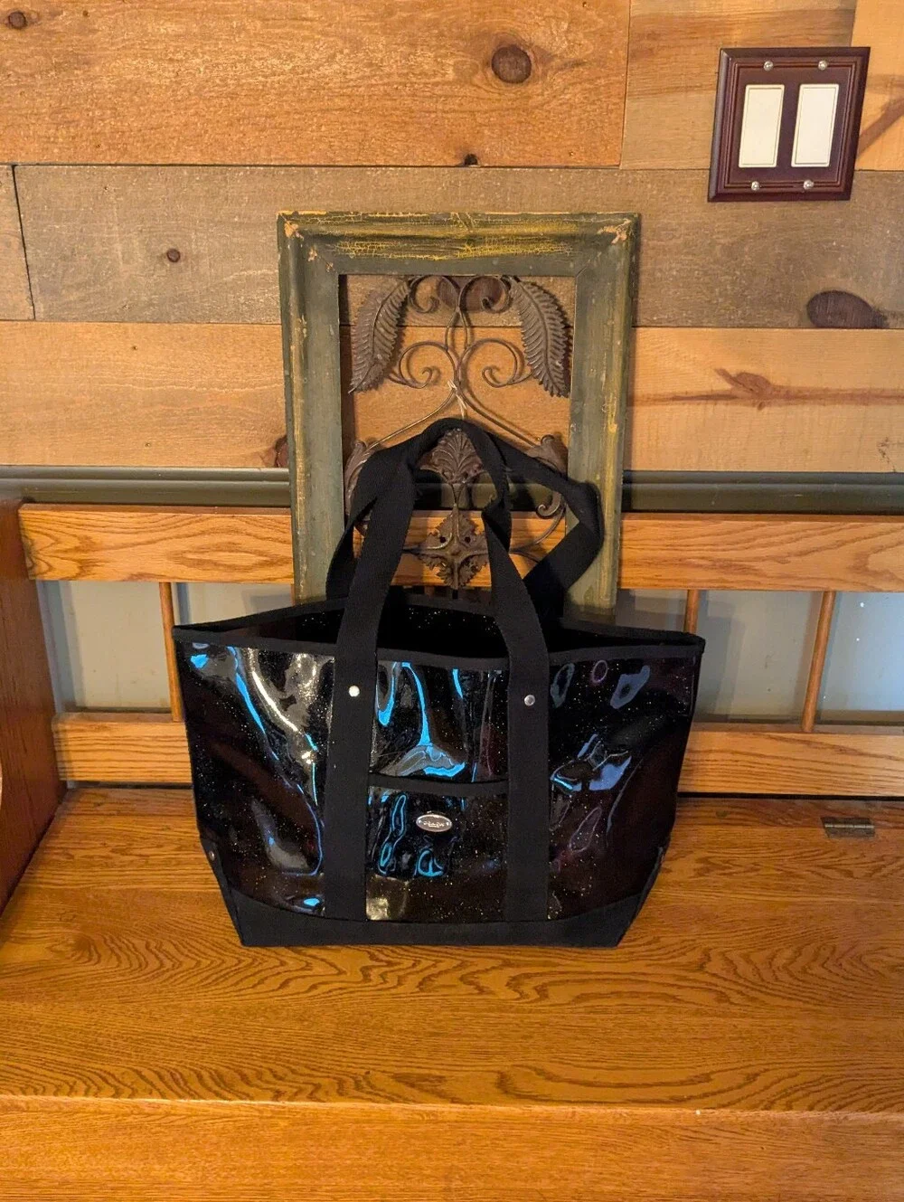 Coach Fragrance Black Glitter Transparent Tote Bag
